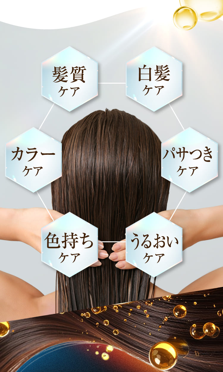 白髪ケア パサつきケア うるおいケア 色持ちケア カラーケア 髪質ケア