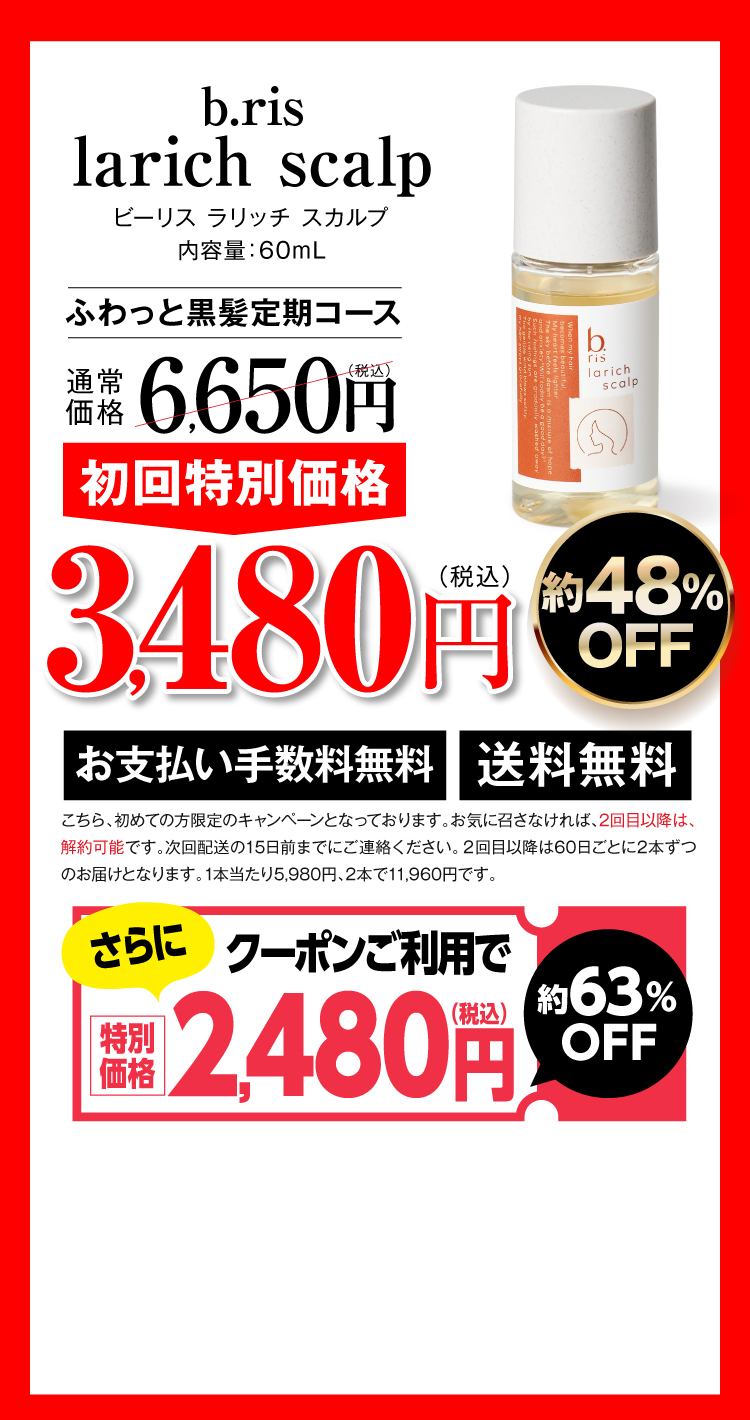 b.ris larich scalp 初回特別価格1,980円（税込）約70%OFF