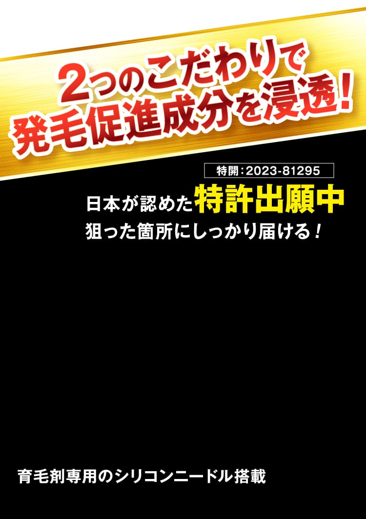 2つのこだわりで発毛促進成分を浸透！