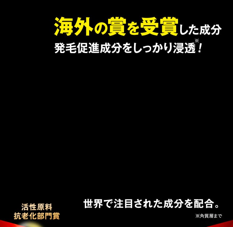 海外の賞を受賞した成分発毛促進成分をしっかり浸透!