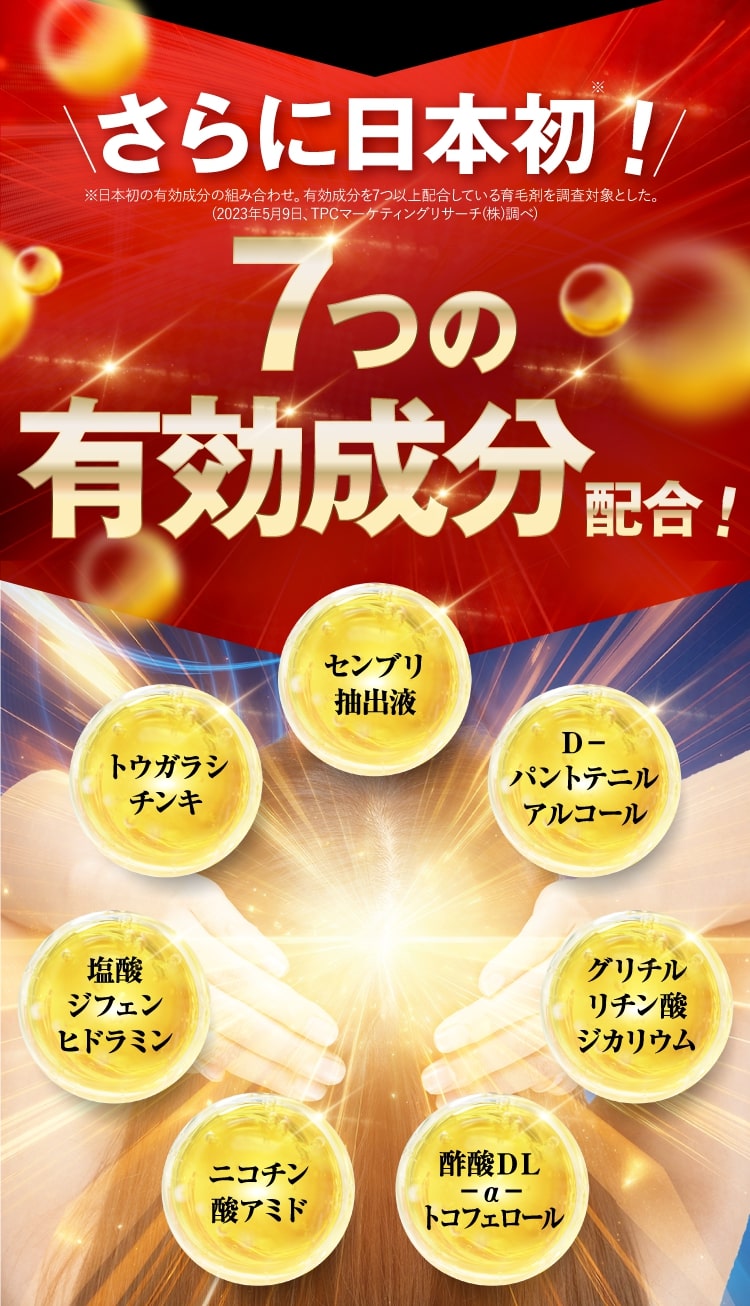 さらに日本初！7つの有効成分配合！